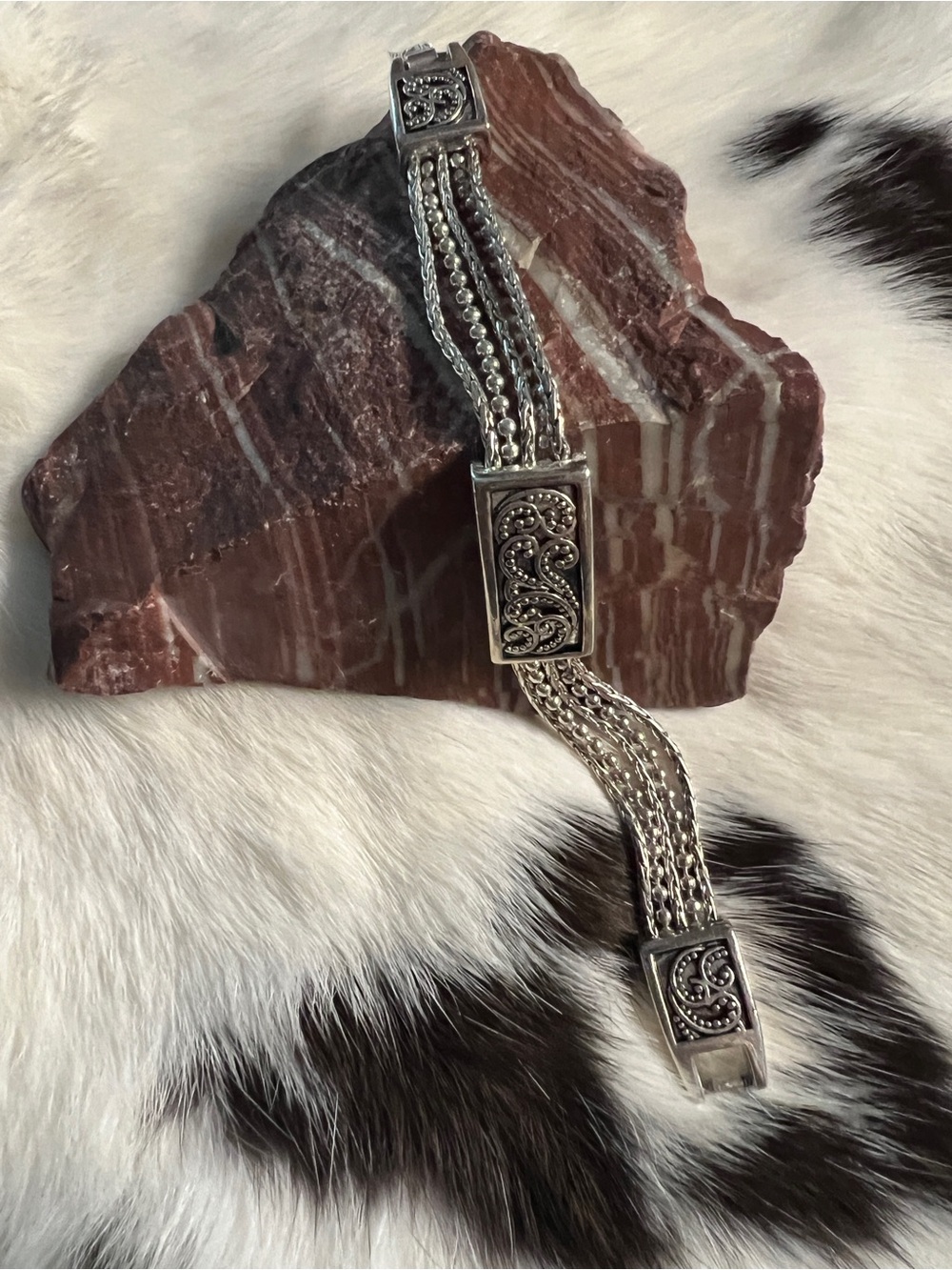 Napier Silver Tone Multi-Chain Decorative Link Bracelet